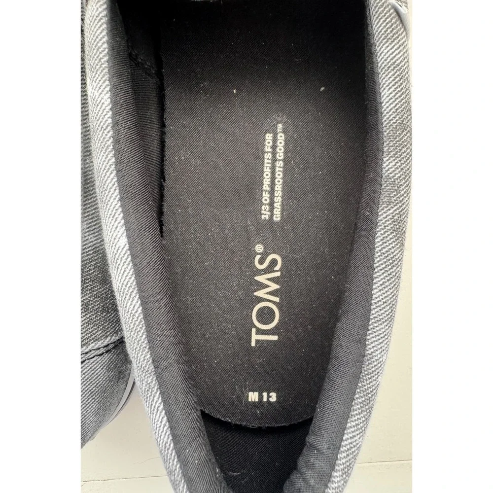 TOMS Slip On Alpargata Fenix Gray Wash Canvas Comfort‎ Loafers Mens Size 13 $60